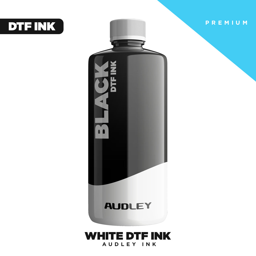 A black bottle labeled "Premium Black DTF INK" and "DTF Locker" sits on a white background with a blue "PREMIUM" corner. Ideal for custom apparel printing, this DTF ink delivers high-quality Direct to Film transfers.